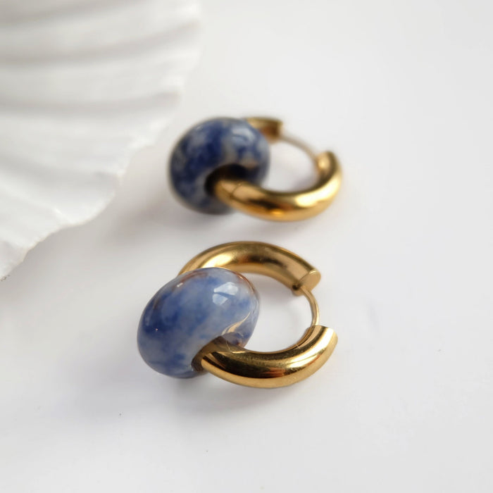 Chubby Gemstone Hoops