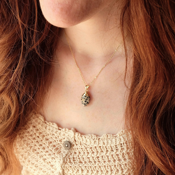 Dalmatian Jasper Oval Necklace