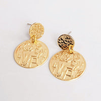 Egyptian Coin Earrings, gold statement earrings