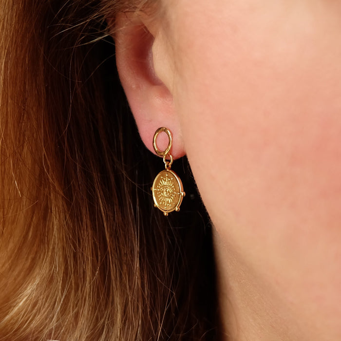 Evil Eye Coin Earrings