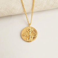 Bee Coin Necklace, gold coin necklace