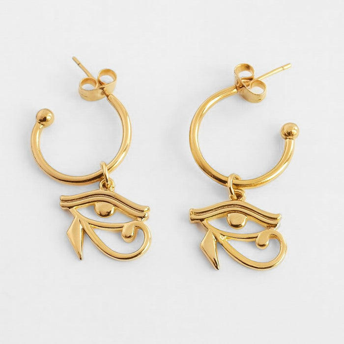 Gold Eye of Horus Earrings