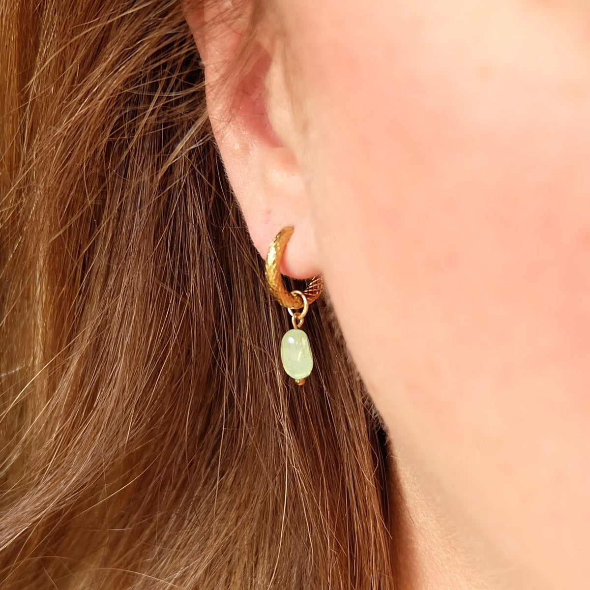 Hydra Prehnite Gemstone Hoops