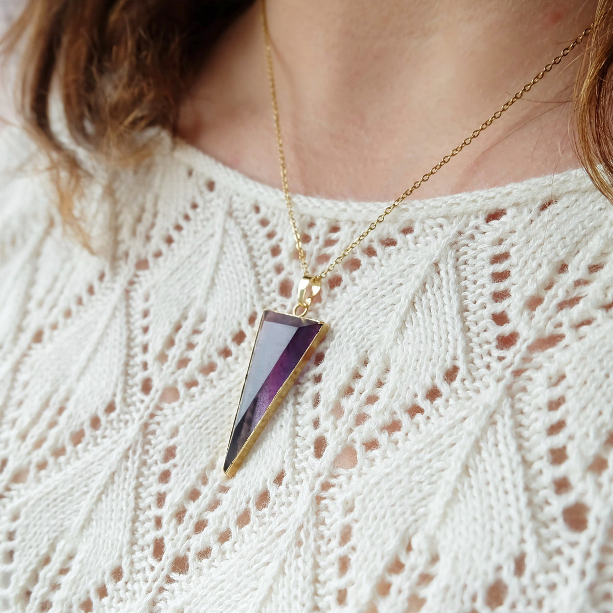 Large Fluorite Triangle Pendant
