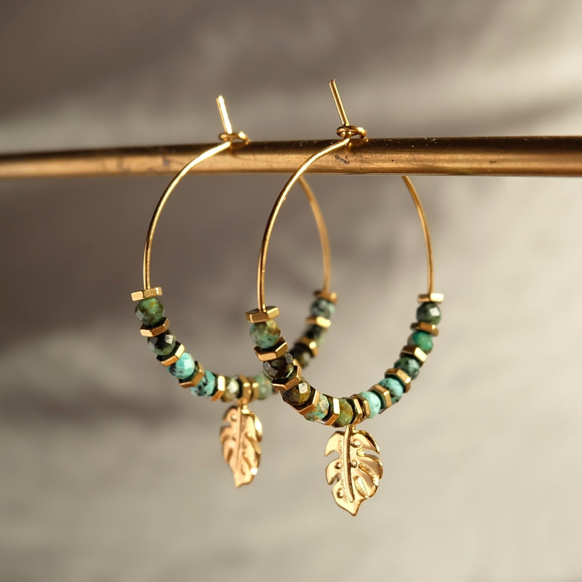 Monstera Leaf Hoop Earrings