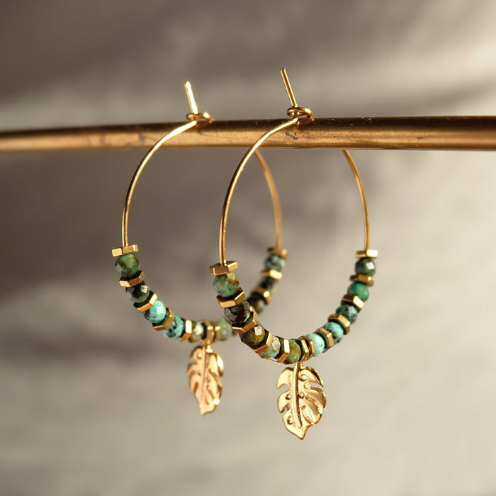 Monstera Leaf Hoop Earrings