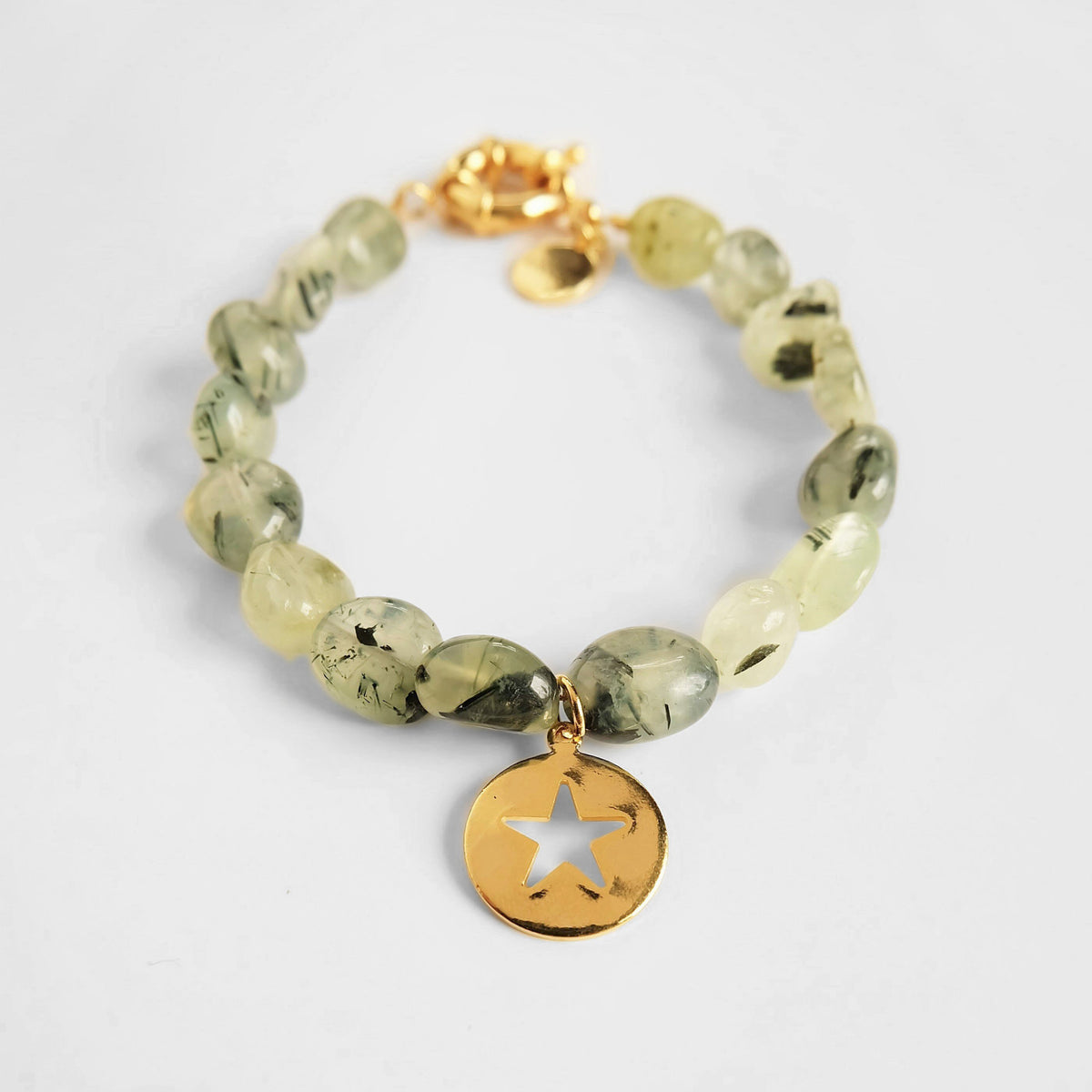 Prehnite Star Charm Bracelet