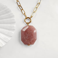 Chunky Strawberry Quartz Necklace