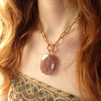 Chunky Strawberry Quartz Necklace