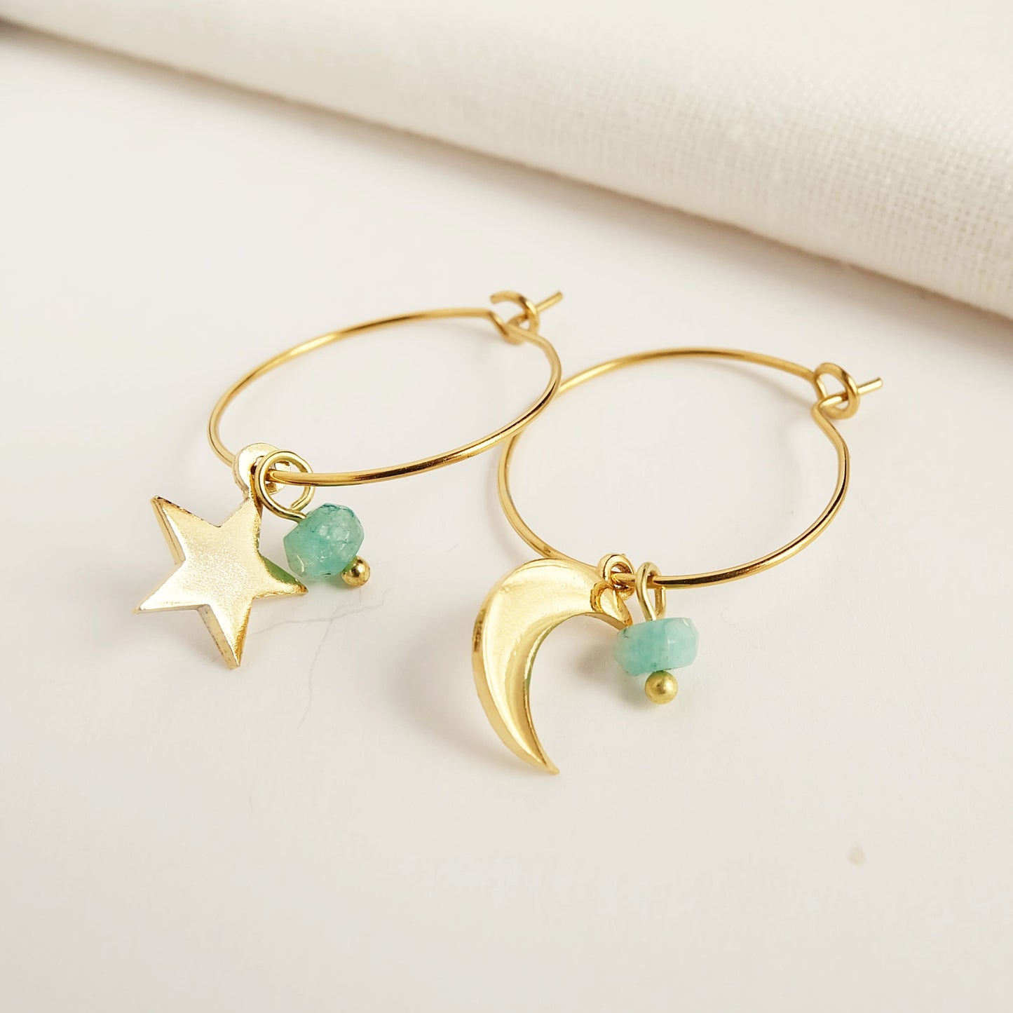 Mismatched Moon and Star Earrings