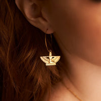 Nile Goddess Earrings, gold Egyptian earrings