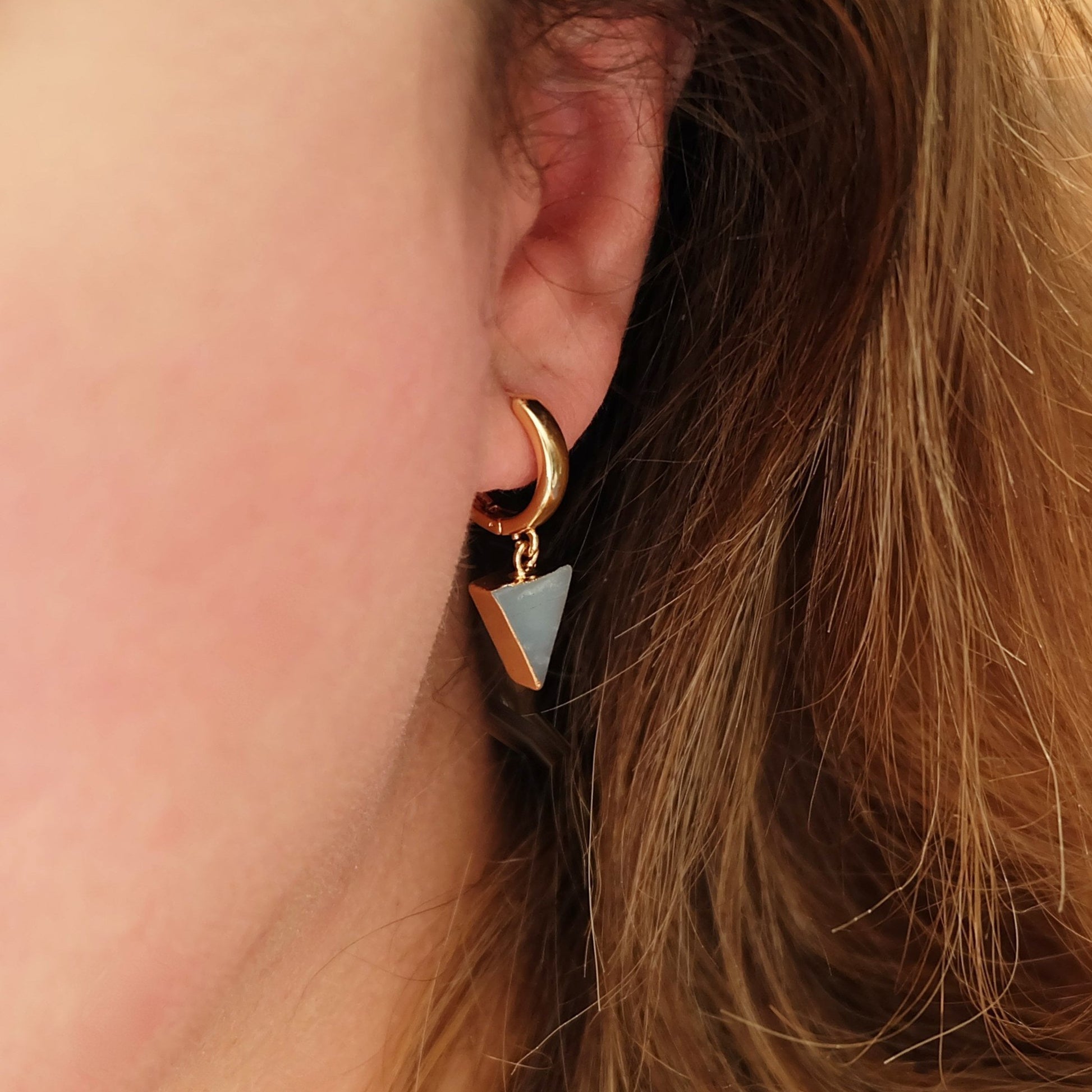 Aventurine Gemstone Triangle Earrings
