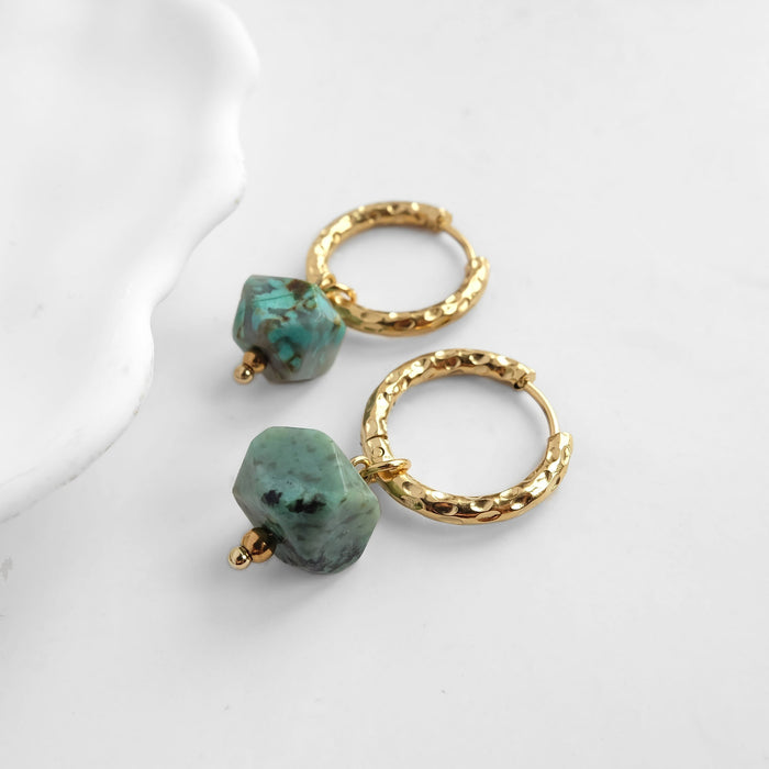 African Turquoise Hoops