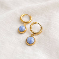 Blue Lace Agate Hoops