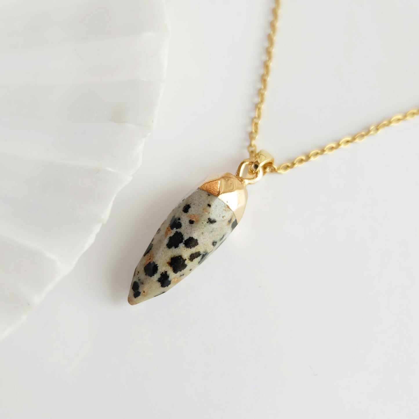 Dalmatian Jasper Spike Necklace