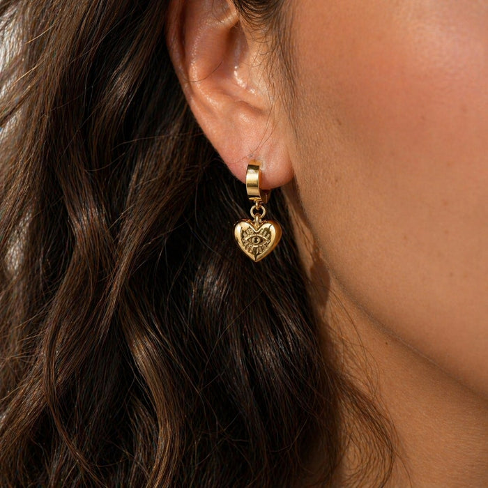 Evil Eye Heart Earrings