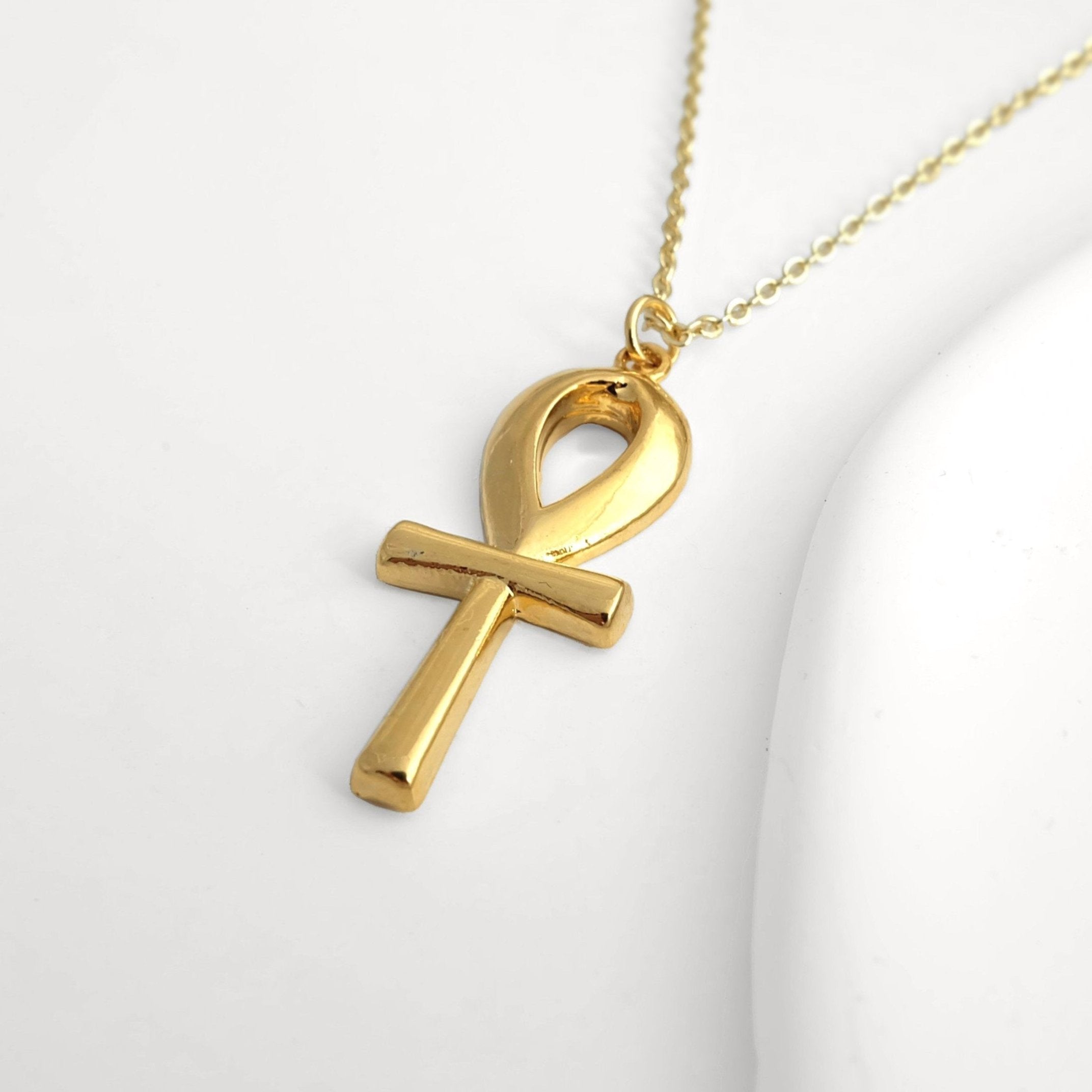 Gold Egyptian Ankh Necklace - Main Image