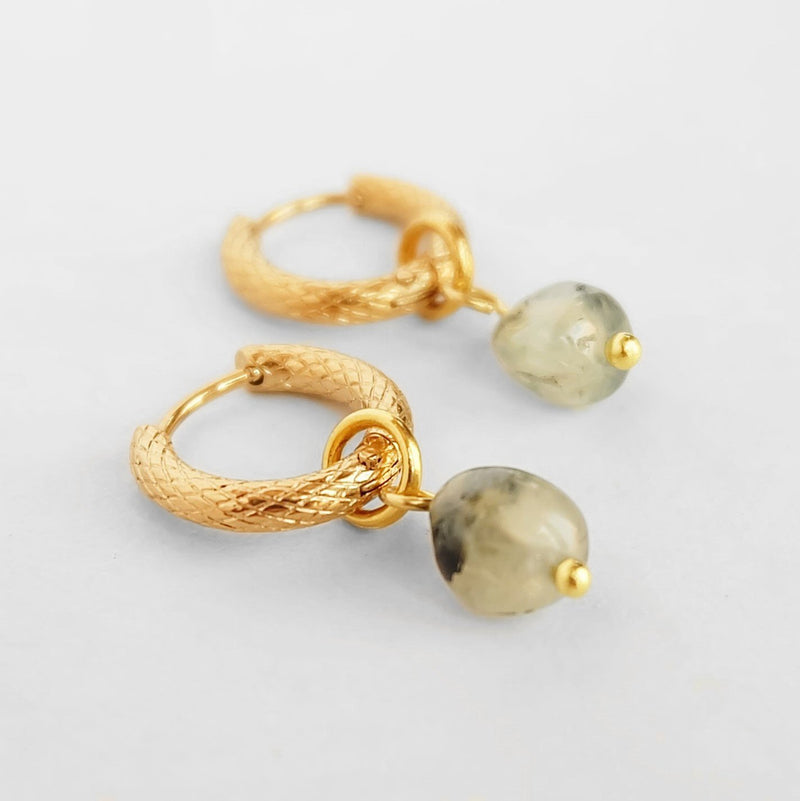 Hydra Prehnite Gemstone Hoops