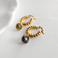 Labradorite Twist Hoops