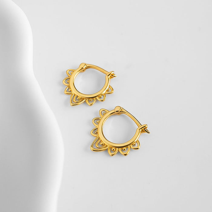 Lotus Huggie Hoops