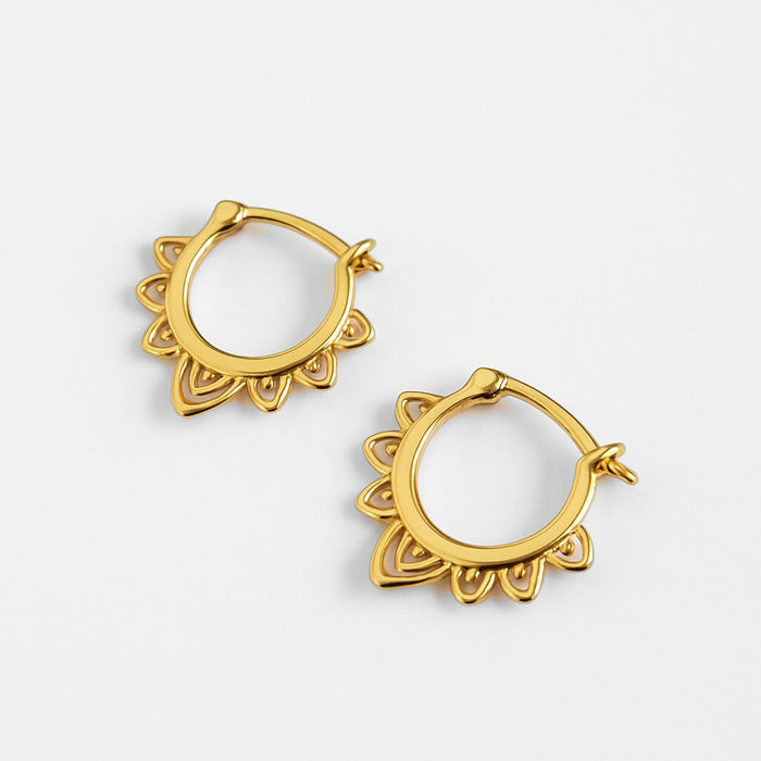 Lotus Huggie Hoops