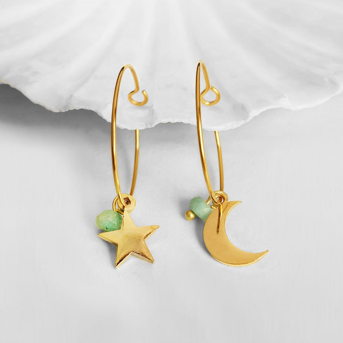 Mismatched Moon and Star Earrings