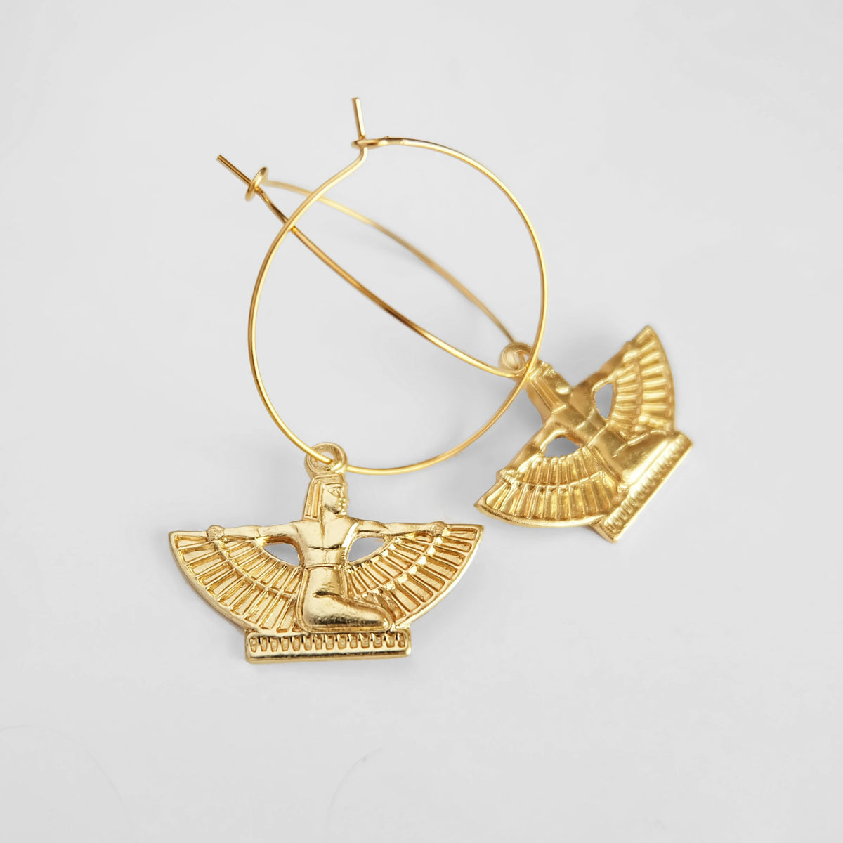 Nile Goddess Earrings, gold Egyptian earrings