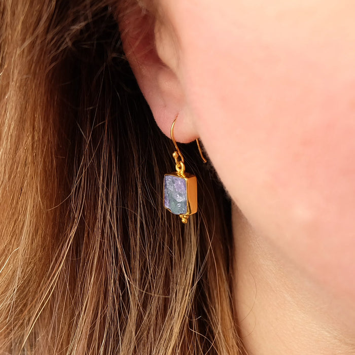 Raw Tanzanite Earrings