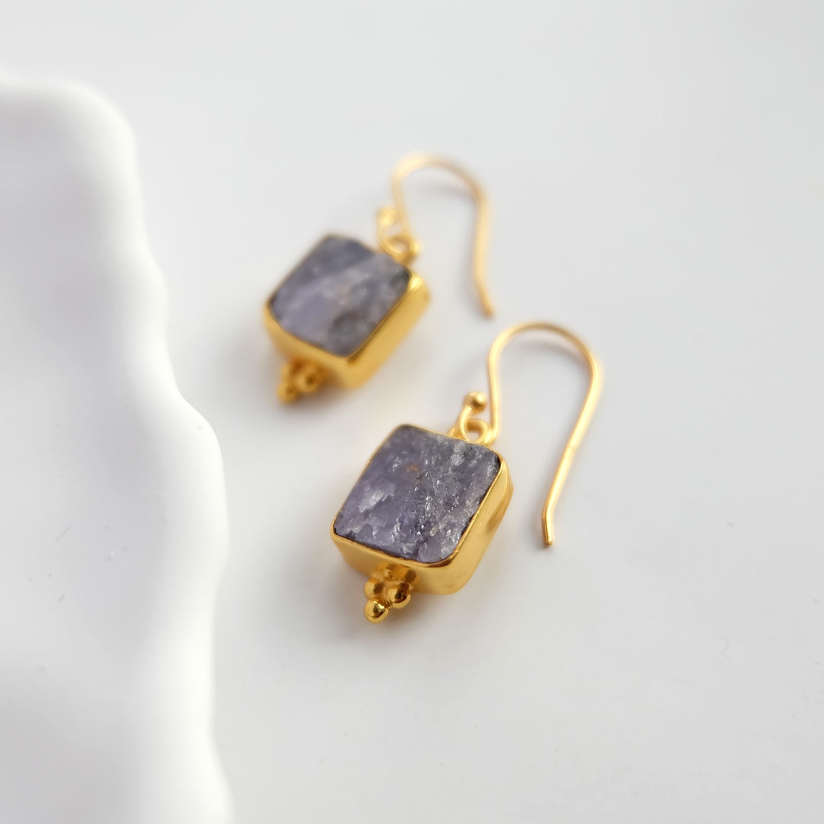 Raw Tanzanite Earrings