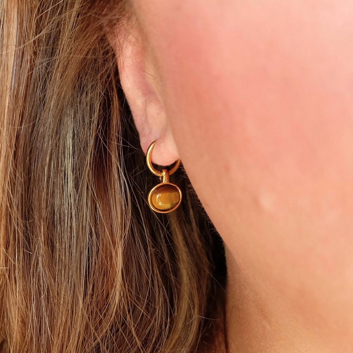 Tiger's Eye Hoop Earrings