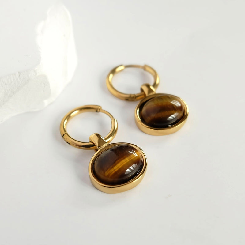 Tiger's Eye Hoop Earrings