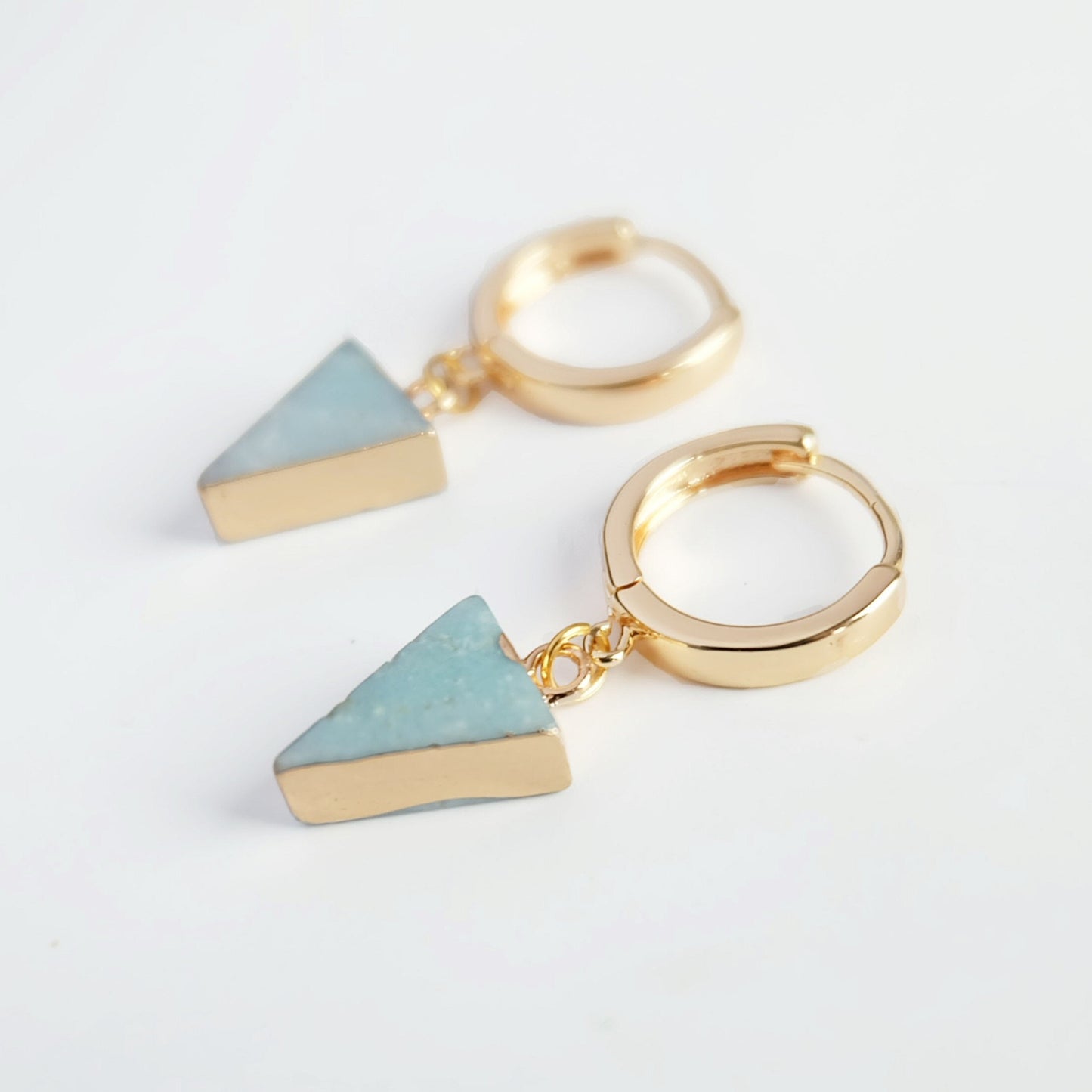 Aventurine Gemstone Triangle Earrings