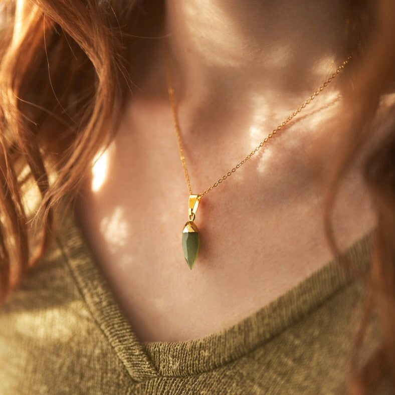 Aventurine Spike Necklace, gemstone necklace – Augusta Jewellery - Main Image