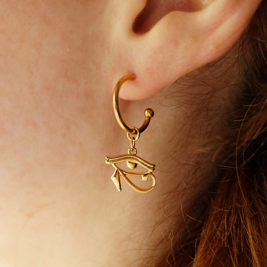 Gold Eye of Horus Earrings