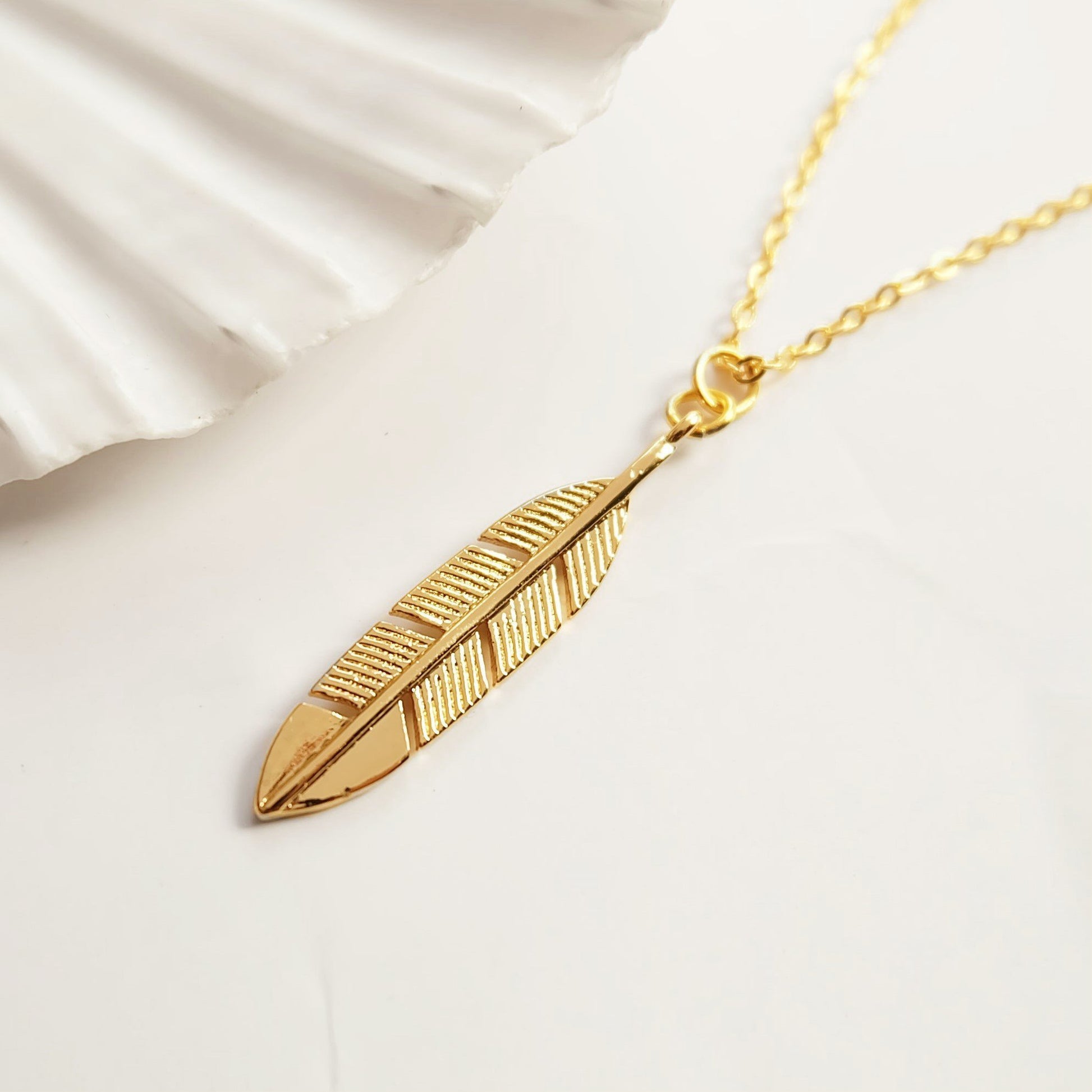 Gold Feather Necklace