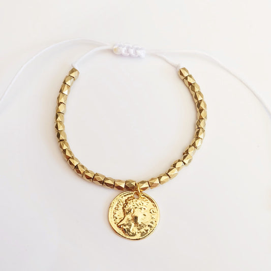 Greek Coin Slider Bracelet