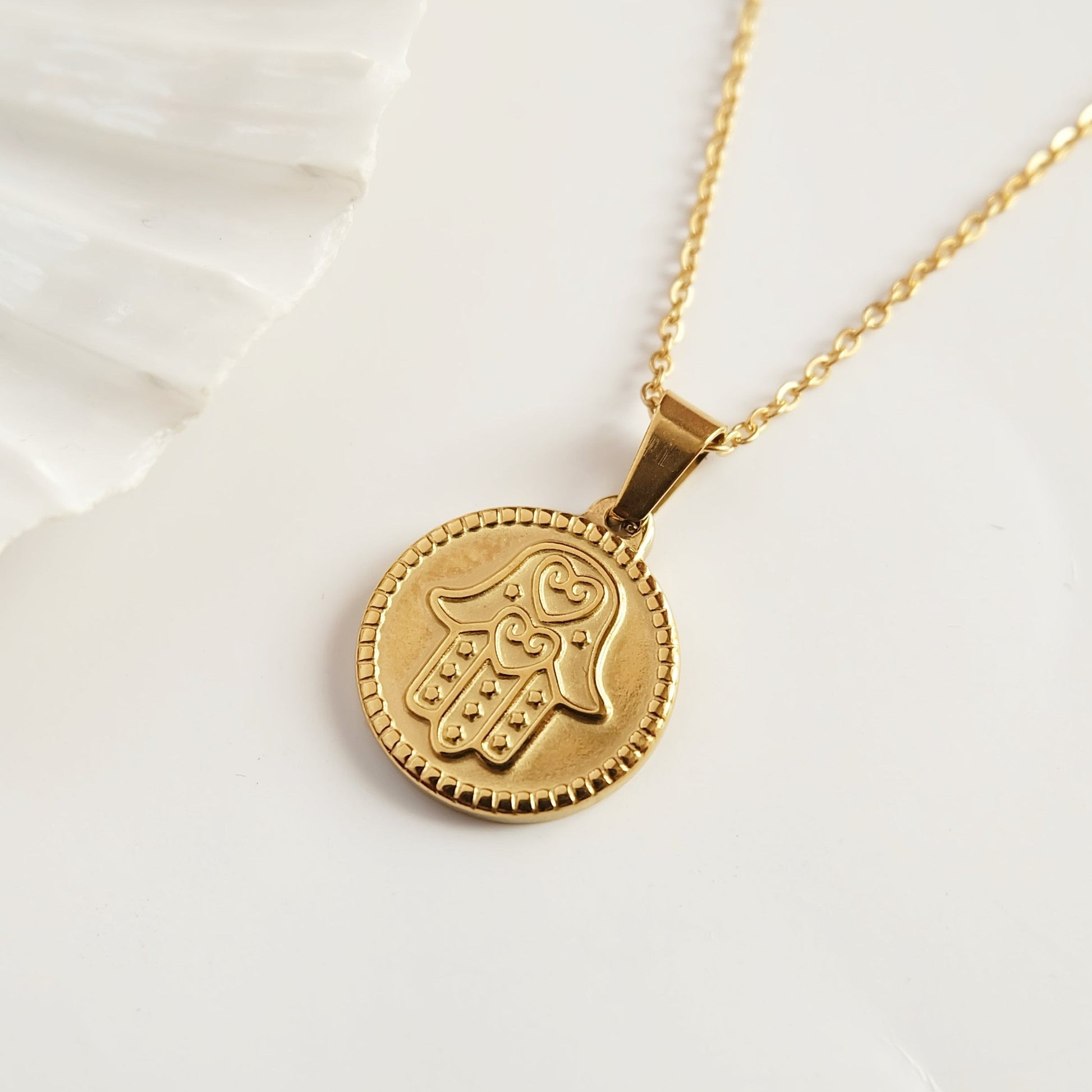Hamsa Coin Neckace
