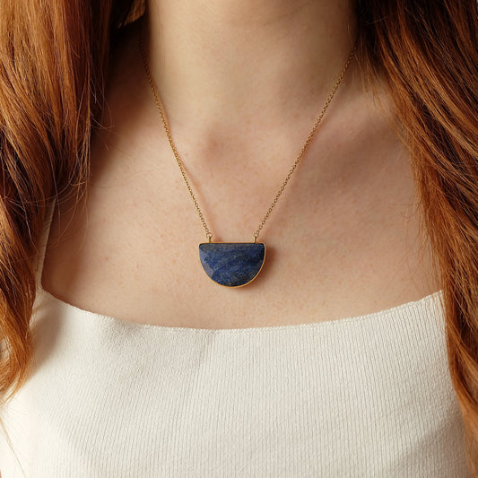 Lapis Lazuli Half Moon Necklace