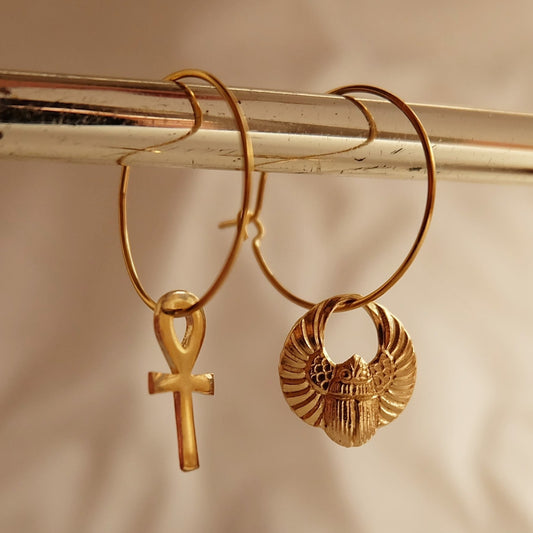 Mismatched Egyptian Charm Earrings