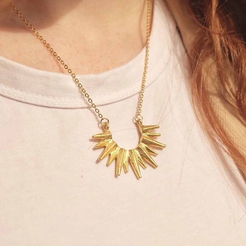 Solaris Necklace, gold boho statement necklace